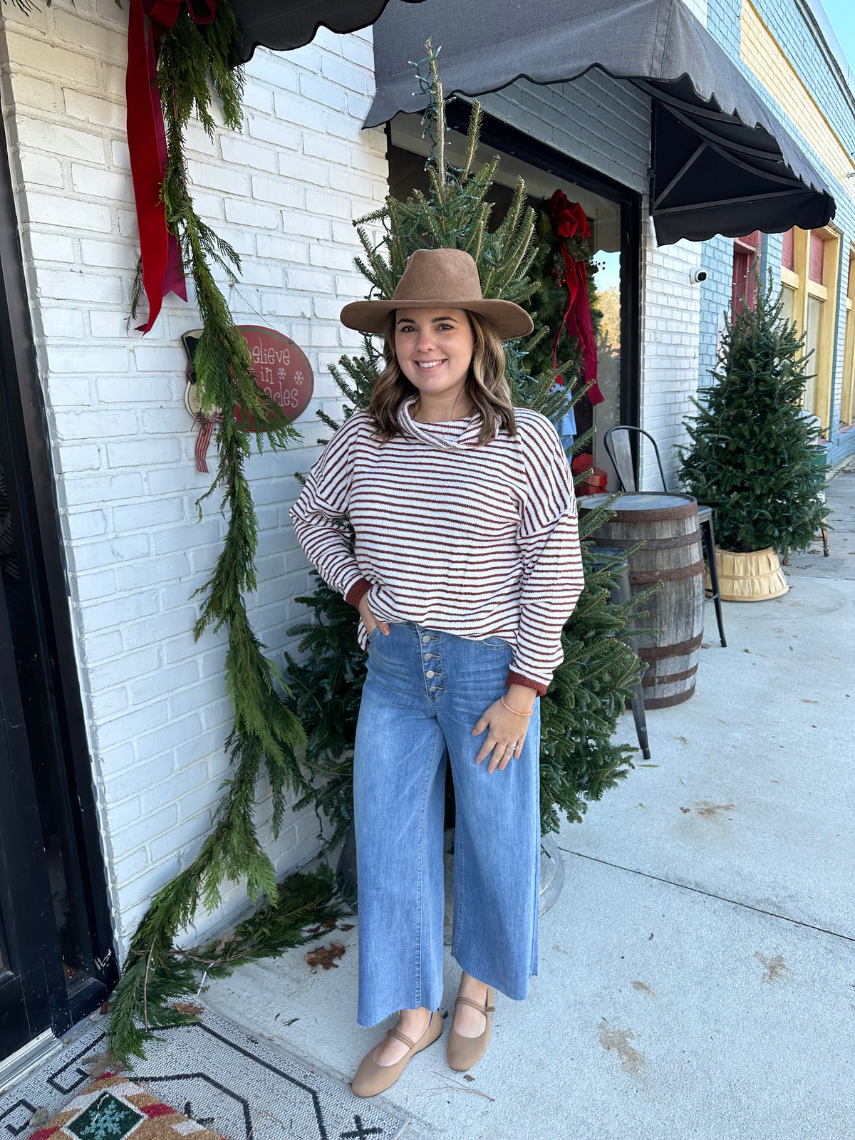 Brown Striped Top