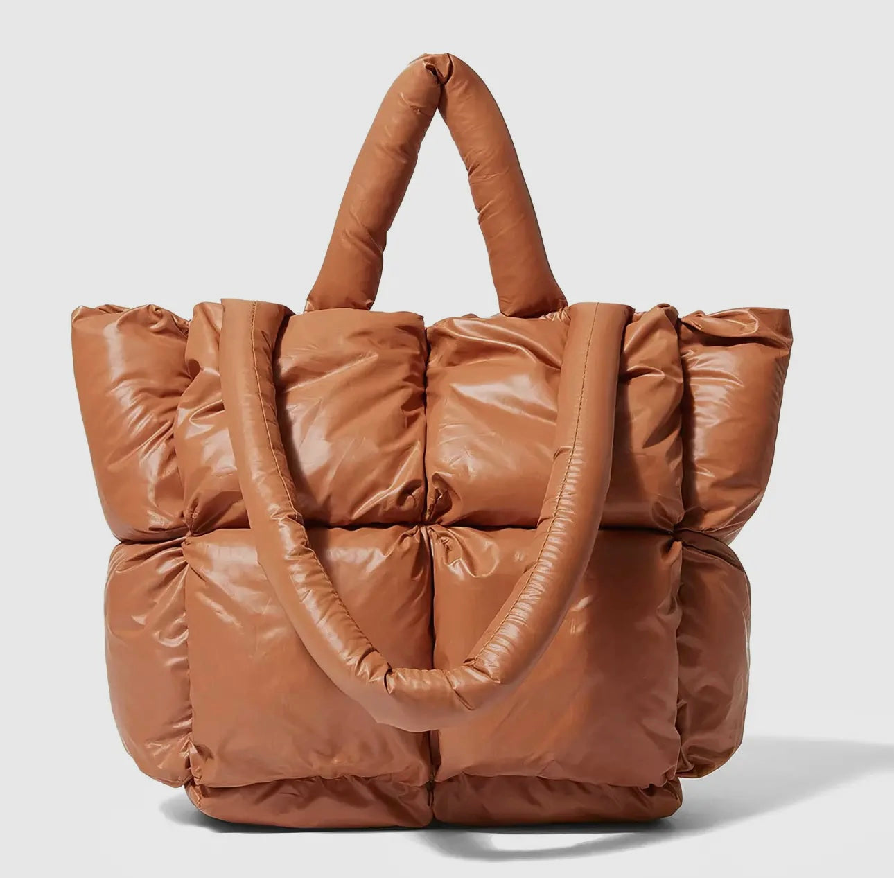 Brown Quilted Puffer Bag
