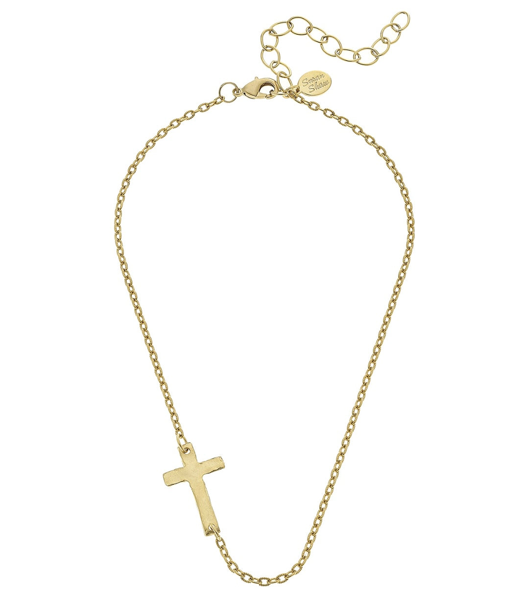 Small Gold Sideway Cross Necklace
