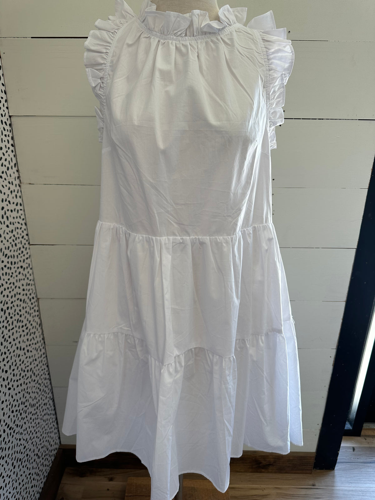 White Ruffle High Low Dress